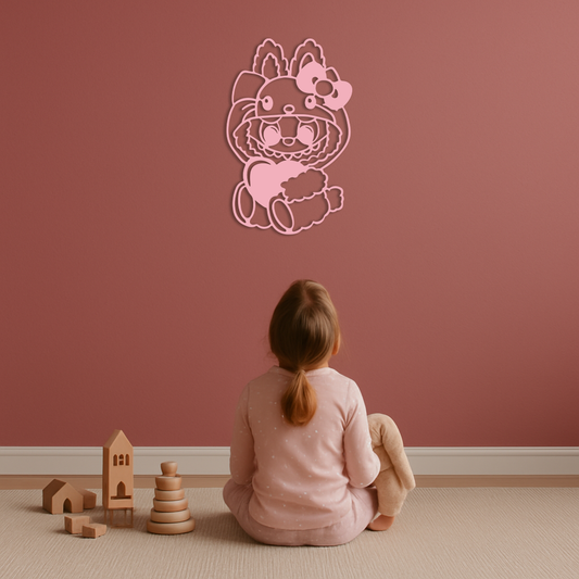 Hello Kitty Hat Labubu Metal Wall Art – Cute Cartoon Character Design - KAFGP051