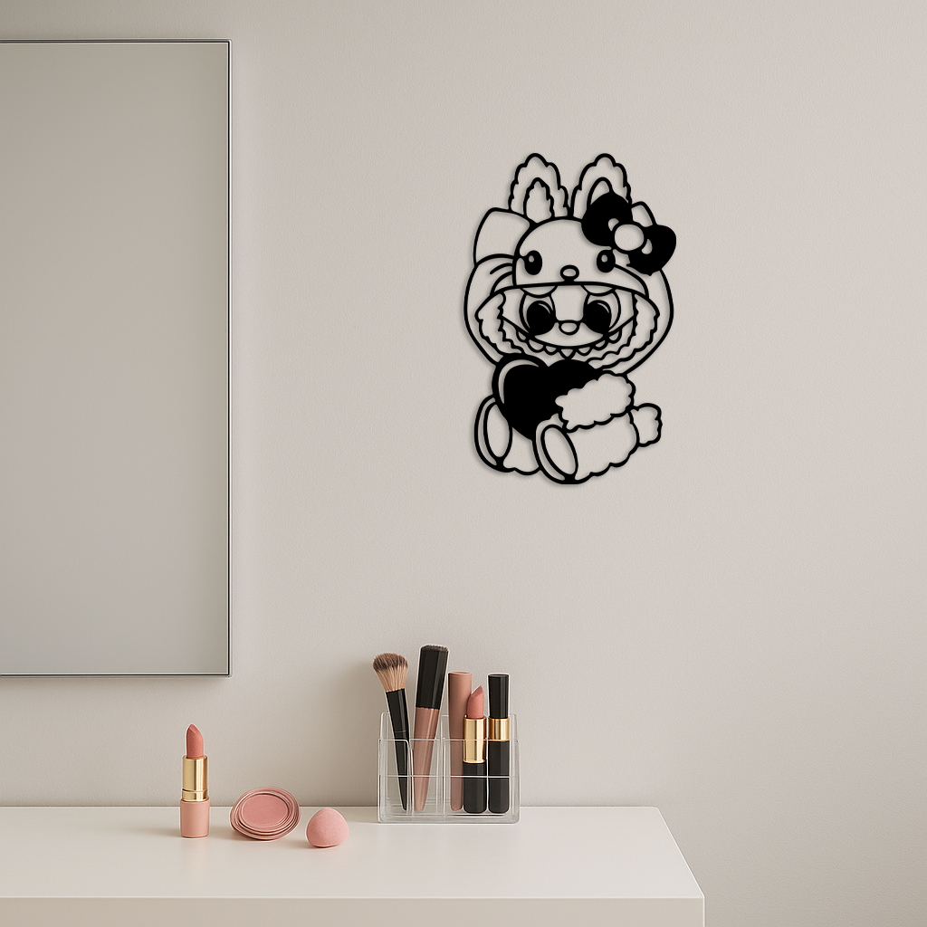 Hello Kitty Hat Labubu Metal Wall Art β Cute Cartoon Character Design - KAFGP051