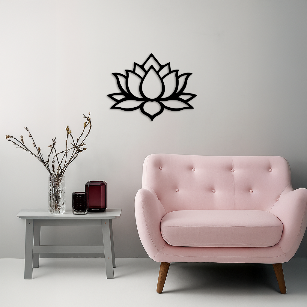 Lotus Flower Silhouette Metal Wall Art β Spiritual Nature-Inspired Design - KAFGP052