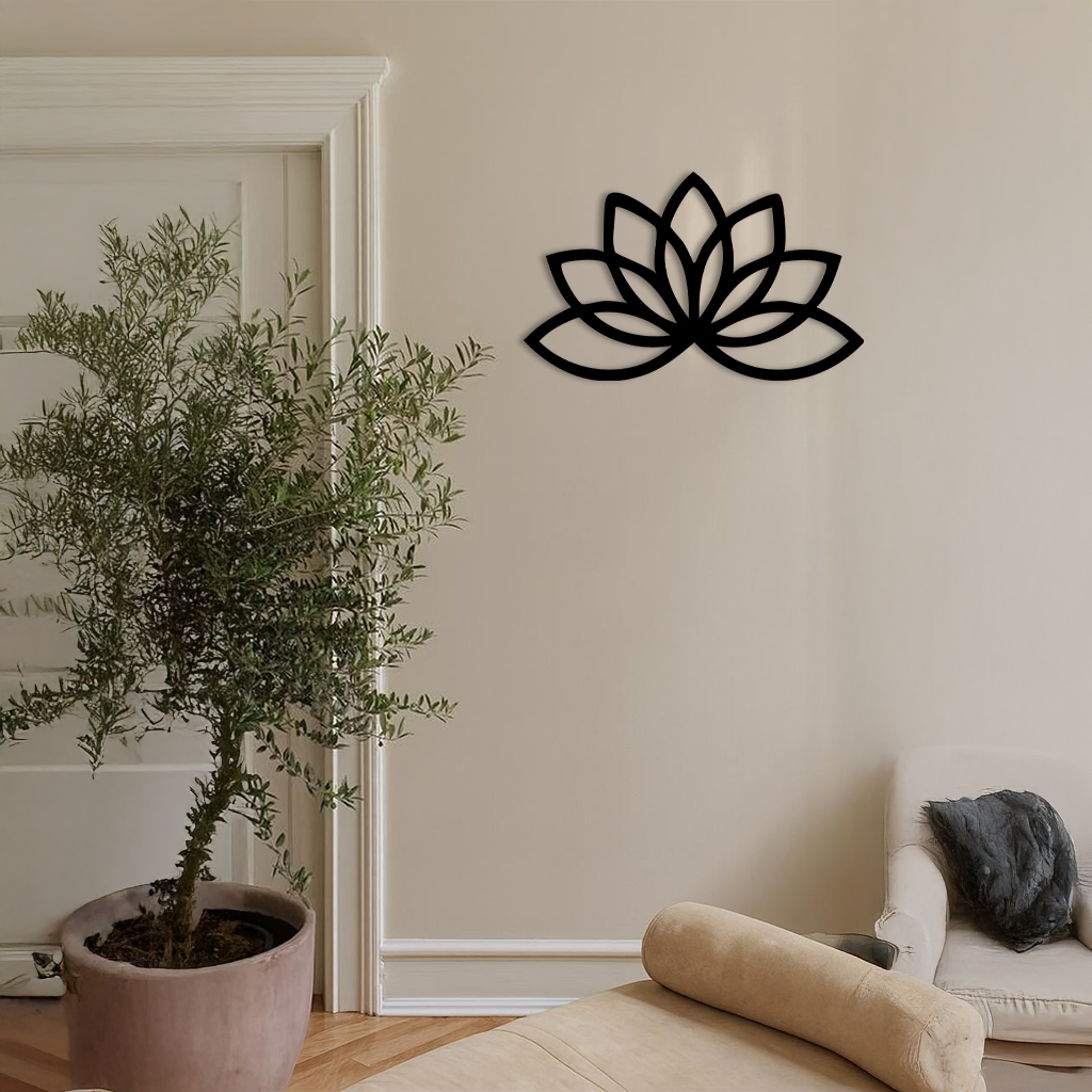 Minimal Lotus Silhouette Metal Wall Art β Elegant Flower Design - KAFGP054