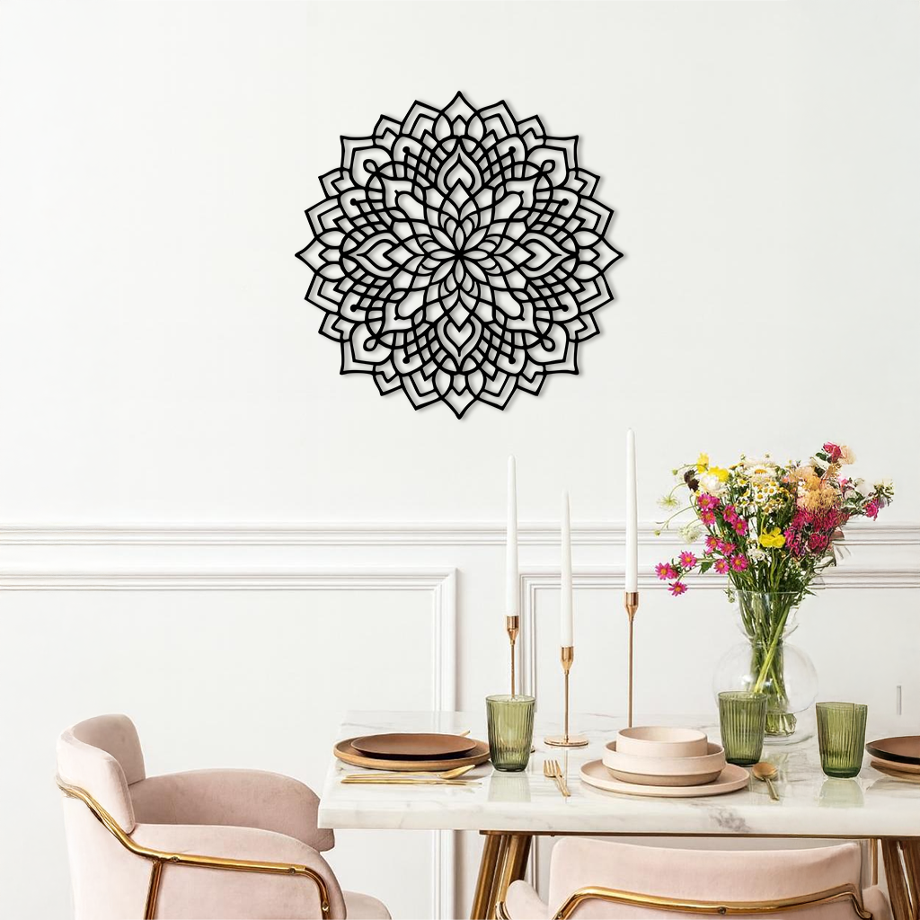 Mandala Silhouette Metal Wall Art β Intricate Sacred Geometry Design - KAFGP058