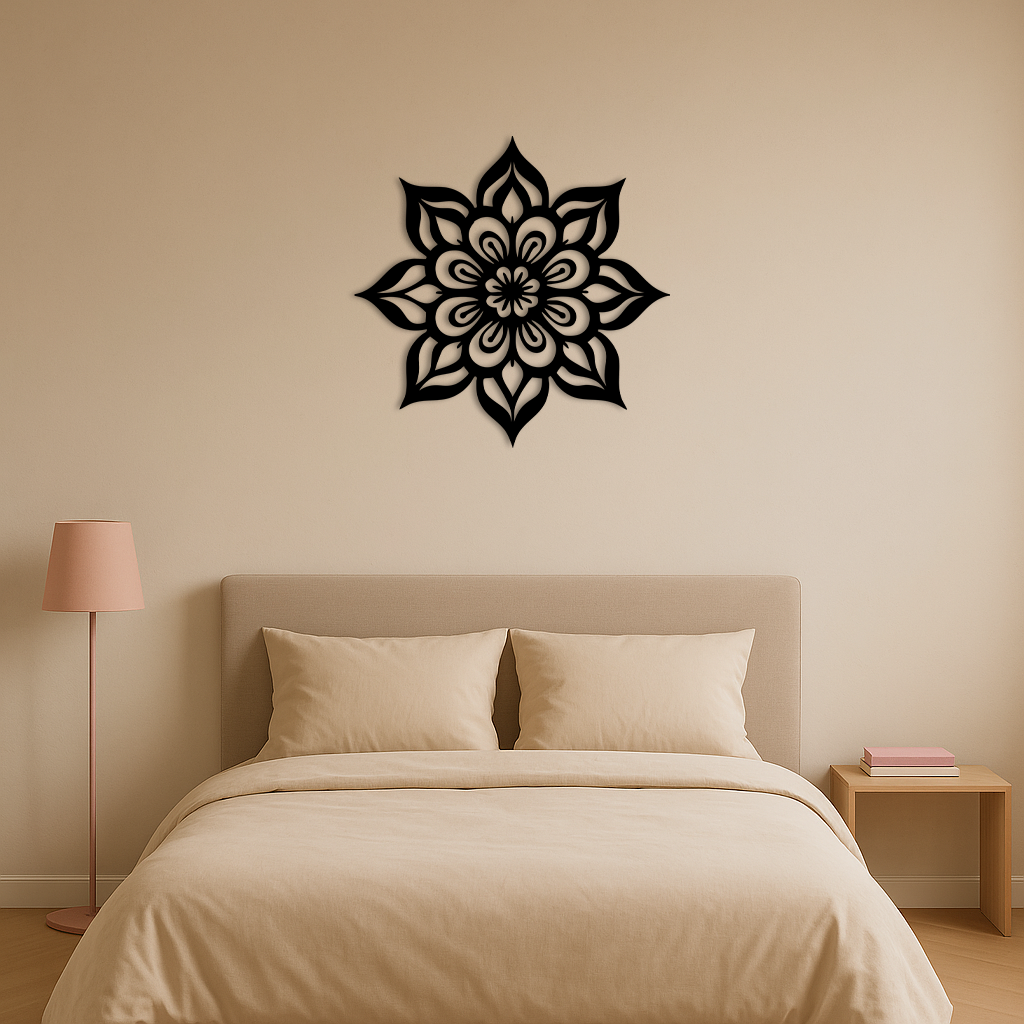 Lotus Mandala Metal Wall Art β Floral Geometric Silhouette - KAFGP059
