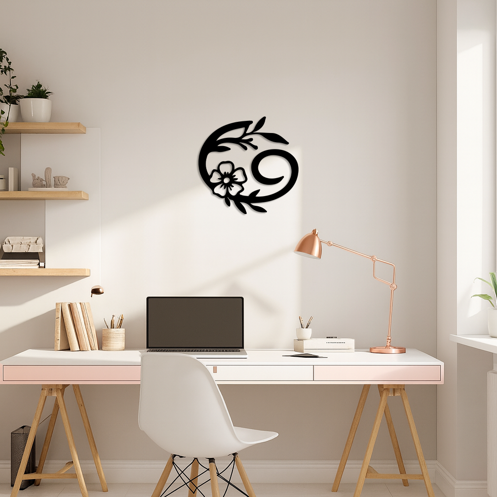 Cancer Zodiac Symbol Metal Wall Art β Floral Astrology Home Decor - KAFGP078