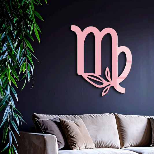 Virgo Zodiac Symbol Metal Wall Art – Floral Virgo Sign Decor - KAFGP079