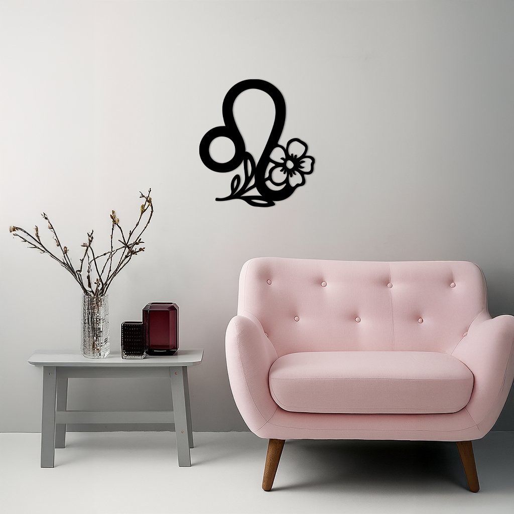 Leo Zodiac Sign Floral Metal Wall Art – Astrology-Inspired Home Decor - KAFGP080