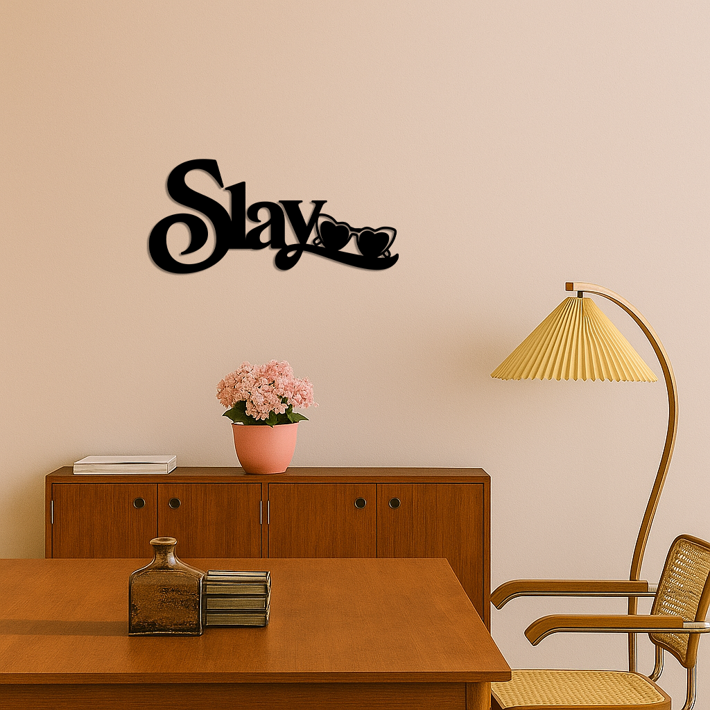 Slay Metal Wall Art – Heart Sunglasses Statement Design - KAFGP107