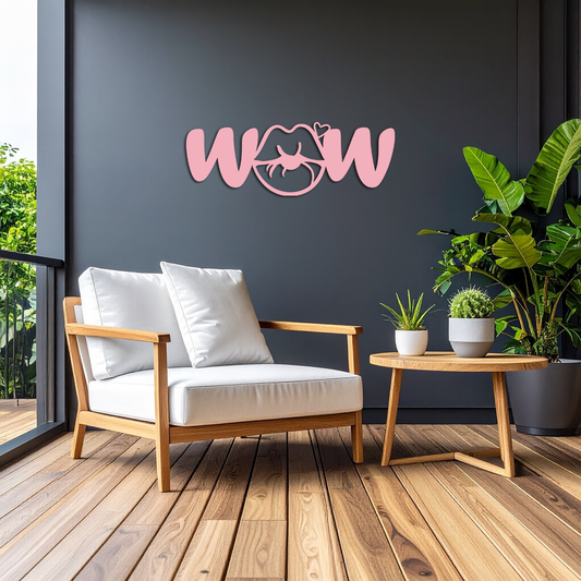 Wow Face Expression Metal Wall Art – Modern Typography Design - KAFGP113