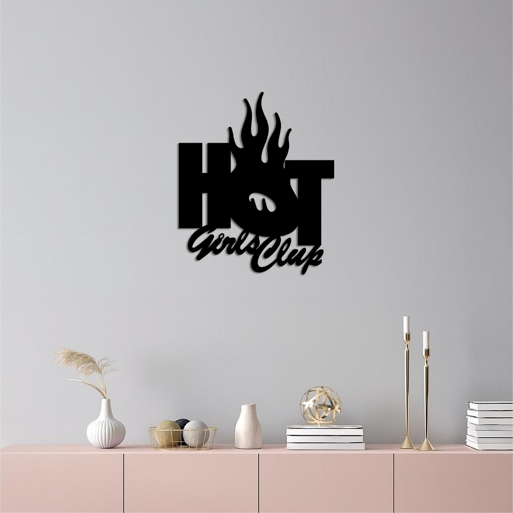 Hot Girls Club Metal Wall Art β Feminine Neon Style Home Decor - KAFGP123