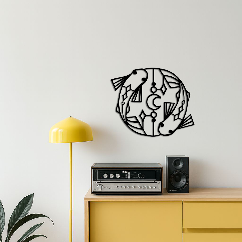 Pisces Zodiac Metal Wall Art β Astrological Home Decor Sign - KAFGP143