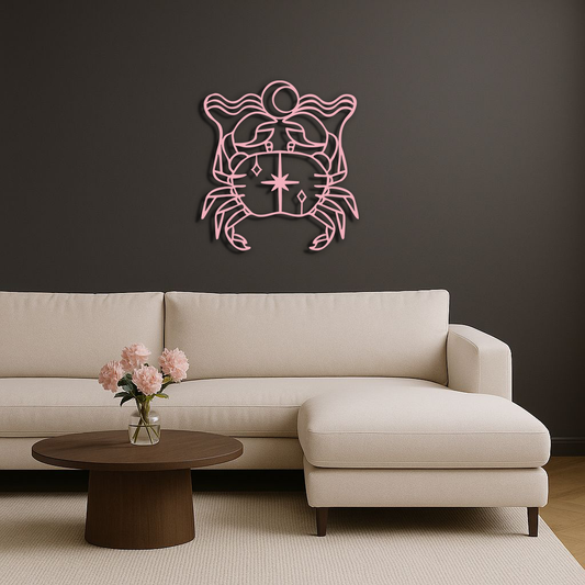 Cancer Zodiac Sign Silhouette – Pink Metal Wall Art - KAFGP164