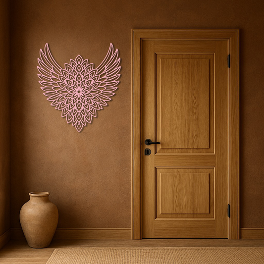 Winged Mandala Metal Wall Art – Sacred Geometry Design - KAFGP057