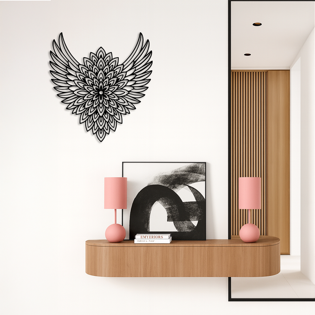 Winged Mandala Metal Wall Art β Sacred Geometry Design - KAFGP057
