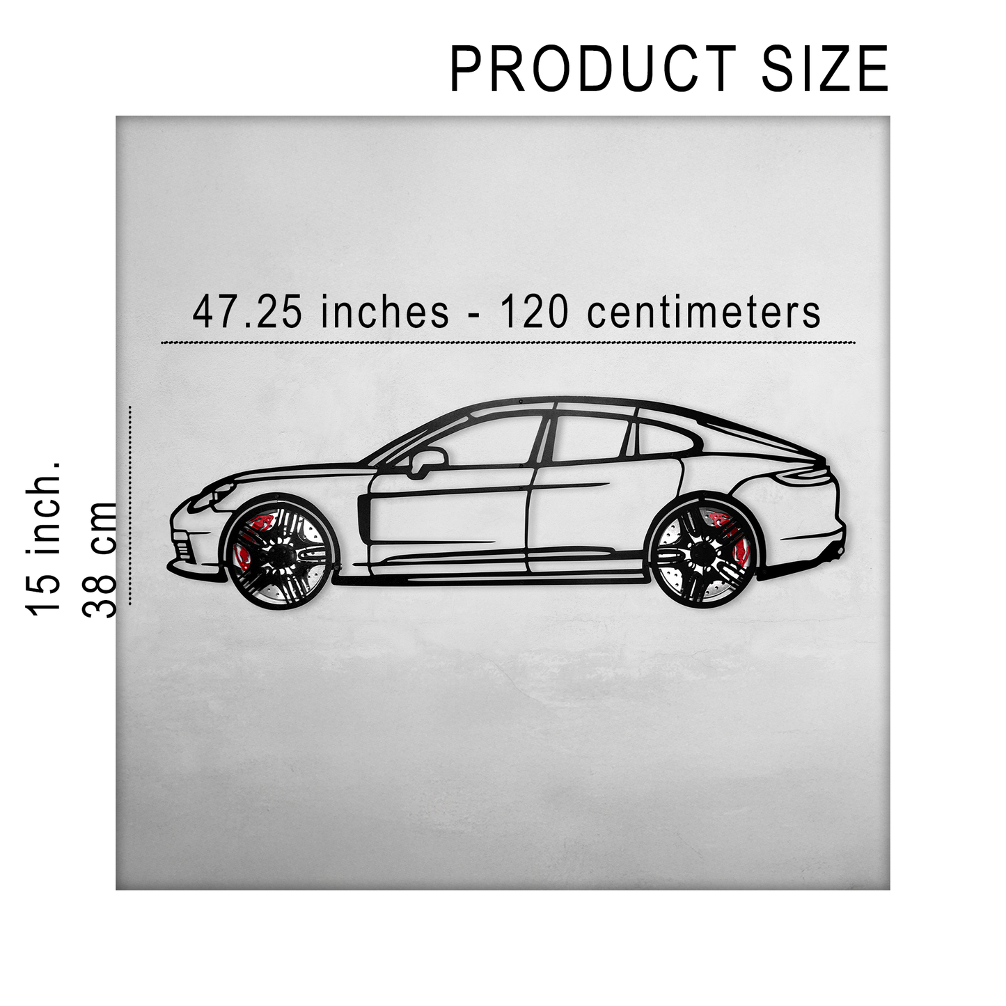 2022 Porsche Panamera 4S Wall Art – Steel Silhouette with Spinning Wheels-KAFMEKA009