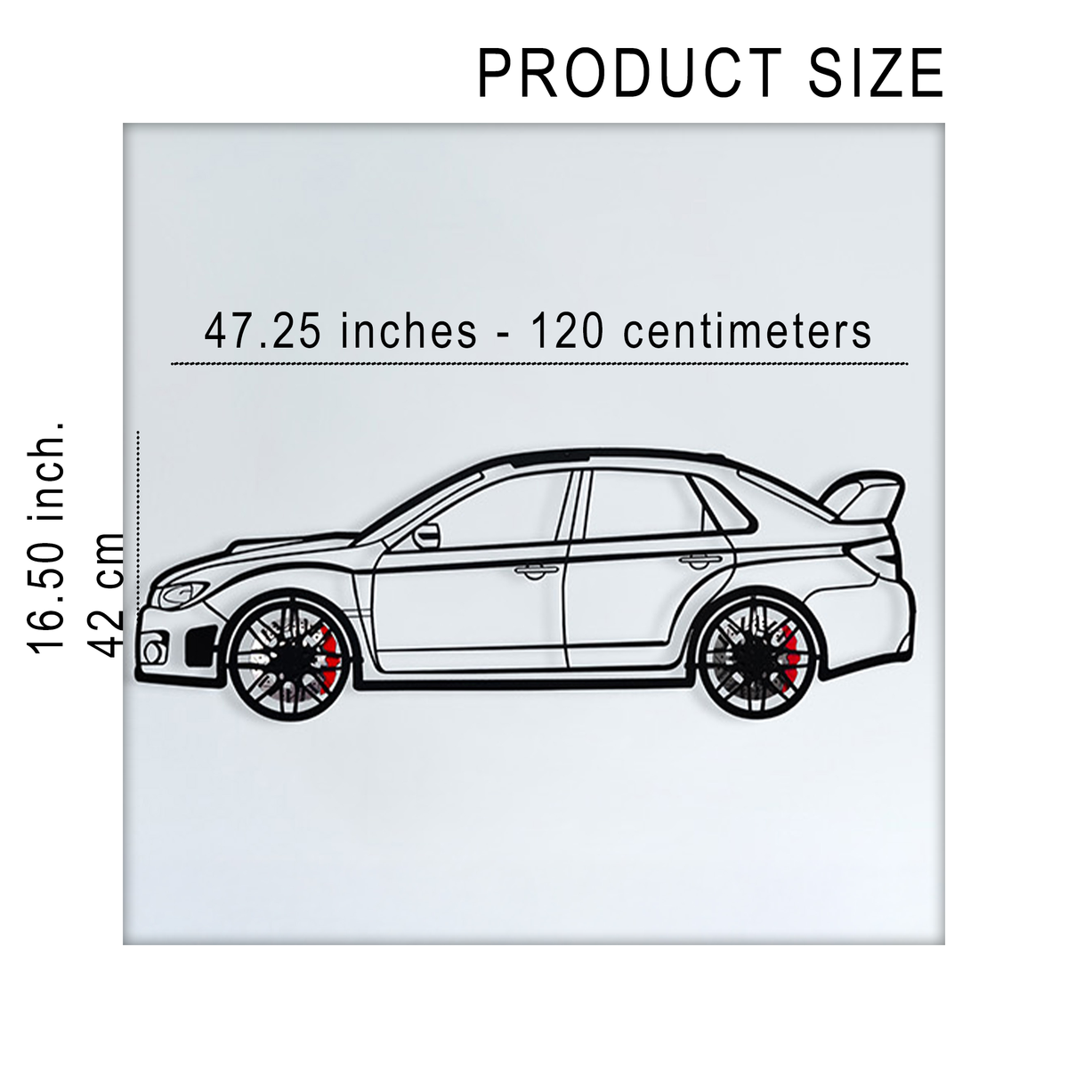 Subaru Impreza Wall Art – Rally Legend Steel Silhouette with Spinning Wheels-KAFMEKA042