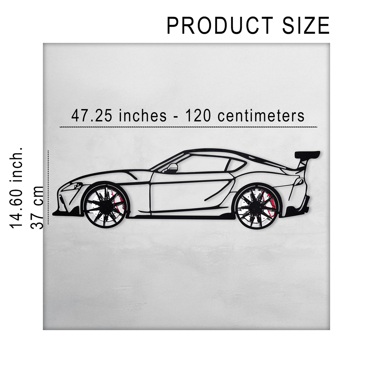 Toyota Supra MK5 Wall Art – Modern JDM Steel Silhouette with Spinning Wheels-KAFMEKA044