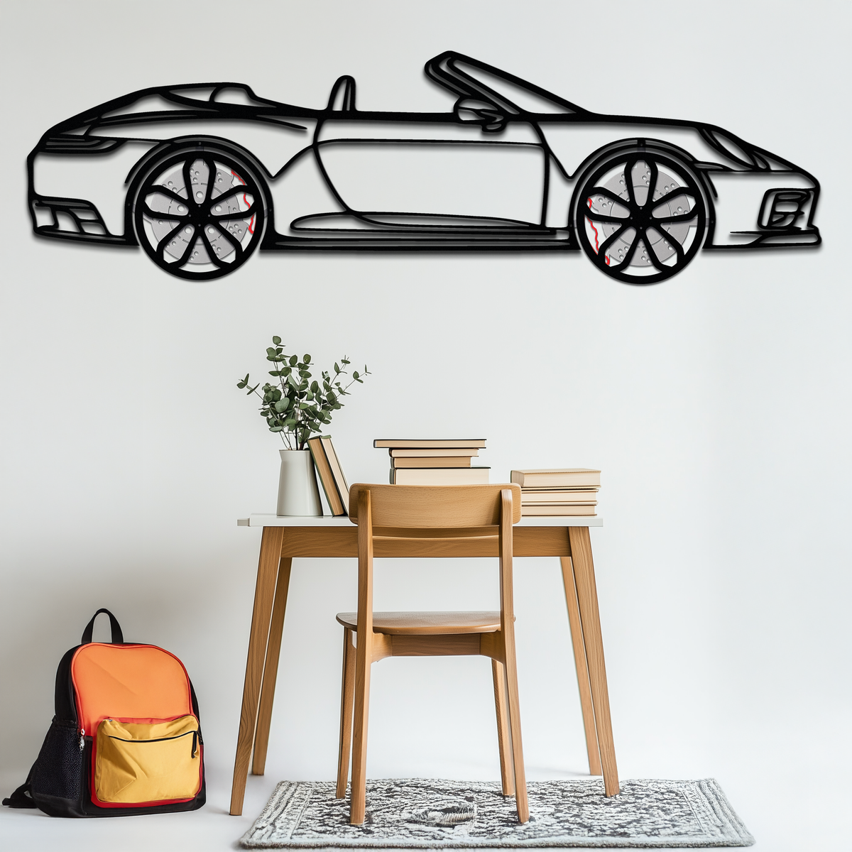 Porsche 911 (992) Convertible Silhouette Metal Wall Art – Rotating Wheel Luxury Car Decor Gift 🌟🏎️,KAFMEKA057