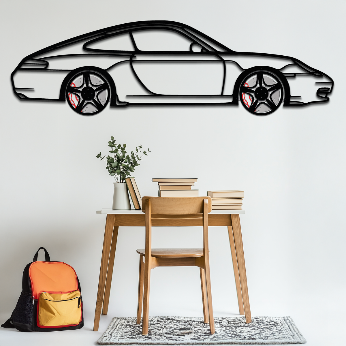 Porsche 911 (996) Silhouette Metal Wall Art – Modern Classic Décor with Rotating Wheels 🏁🔥,KAFMEKA059
