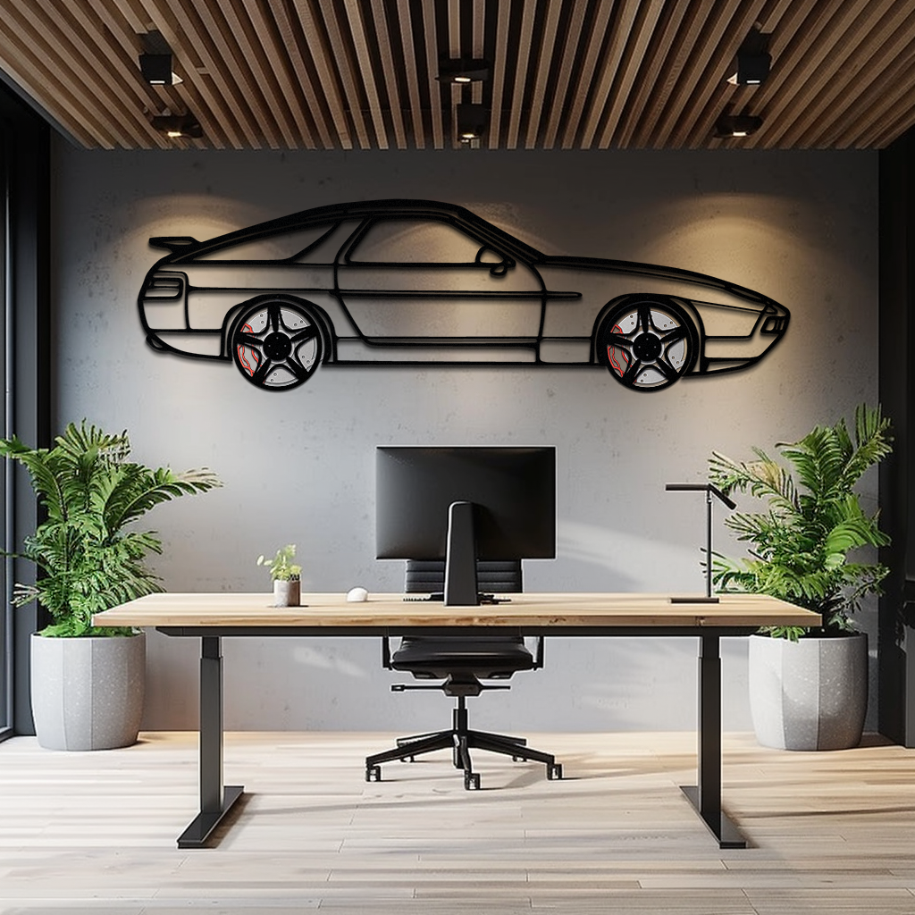 Porsche 928 GTS Silhouette Metal Wall Art – Classic Grand Tourer Decor with Rotating Wheels-KAFMEKA062