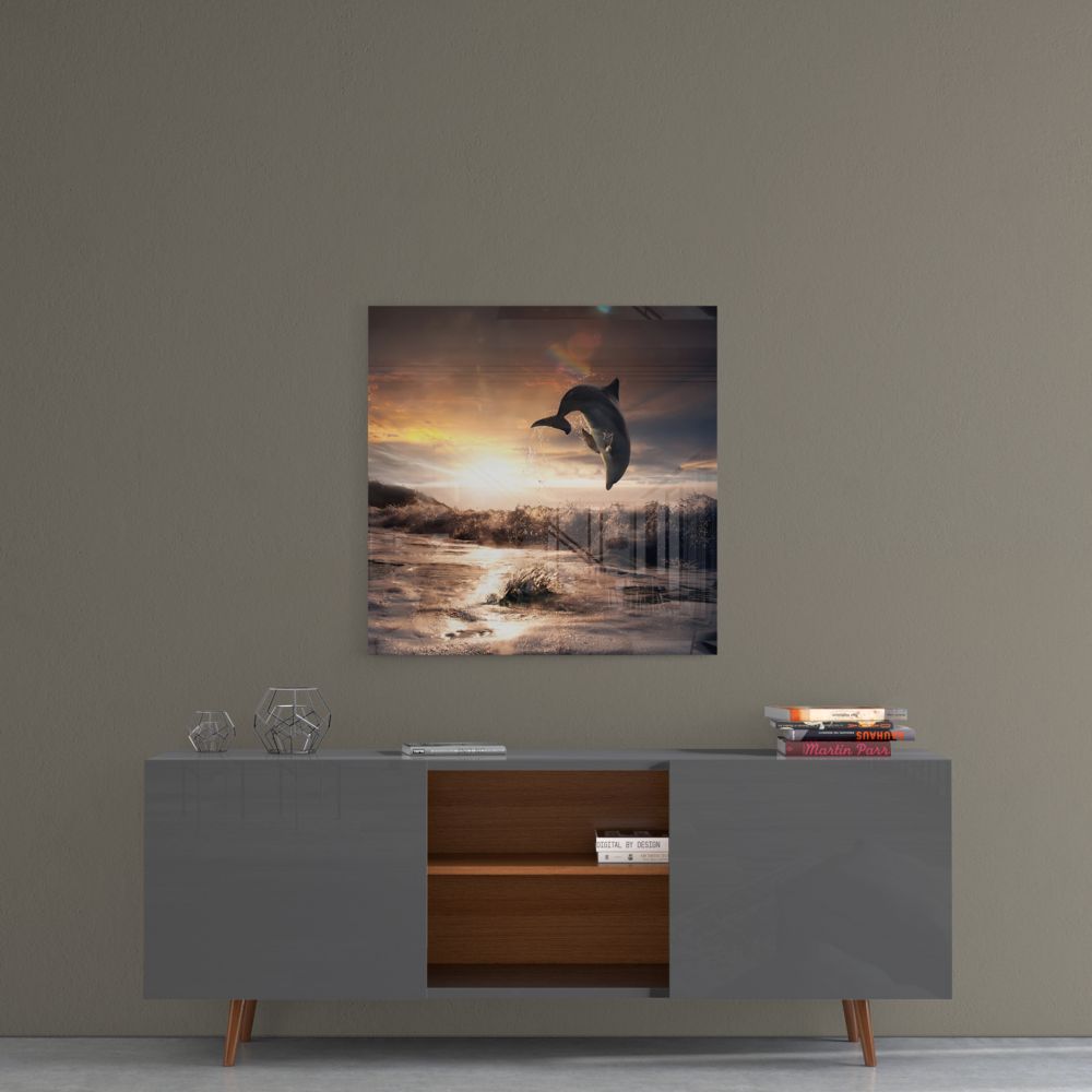 Dolphin Glass Wall Art