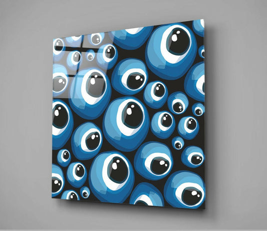 Blue Evil Eye Beads Glass Wall Art