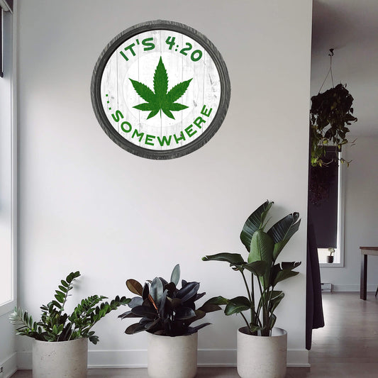It's 4:20 Somewhere - White - LED Barrel End Wall Art