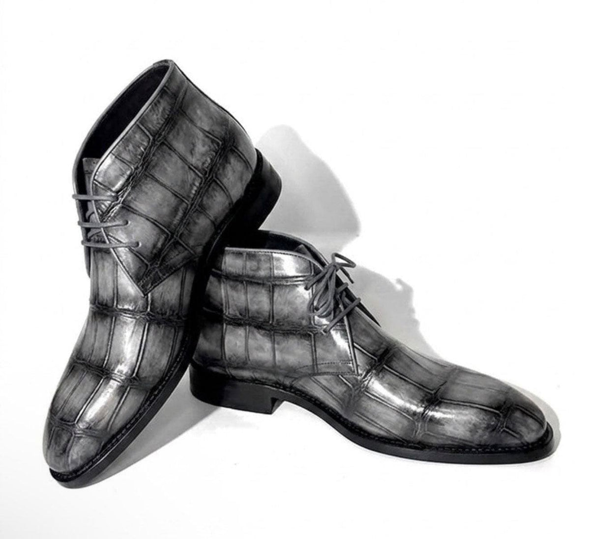 Maurice Louisville Alligator Lace-Up Boot - Grey