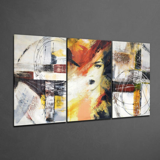 Women and Shapes Glass Wall Art