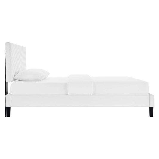 Roxanne Tapered Wood Leg Performance Velvet Queen Platform Bed by Modway