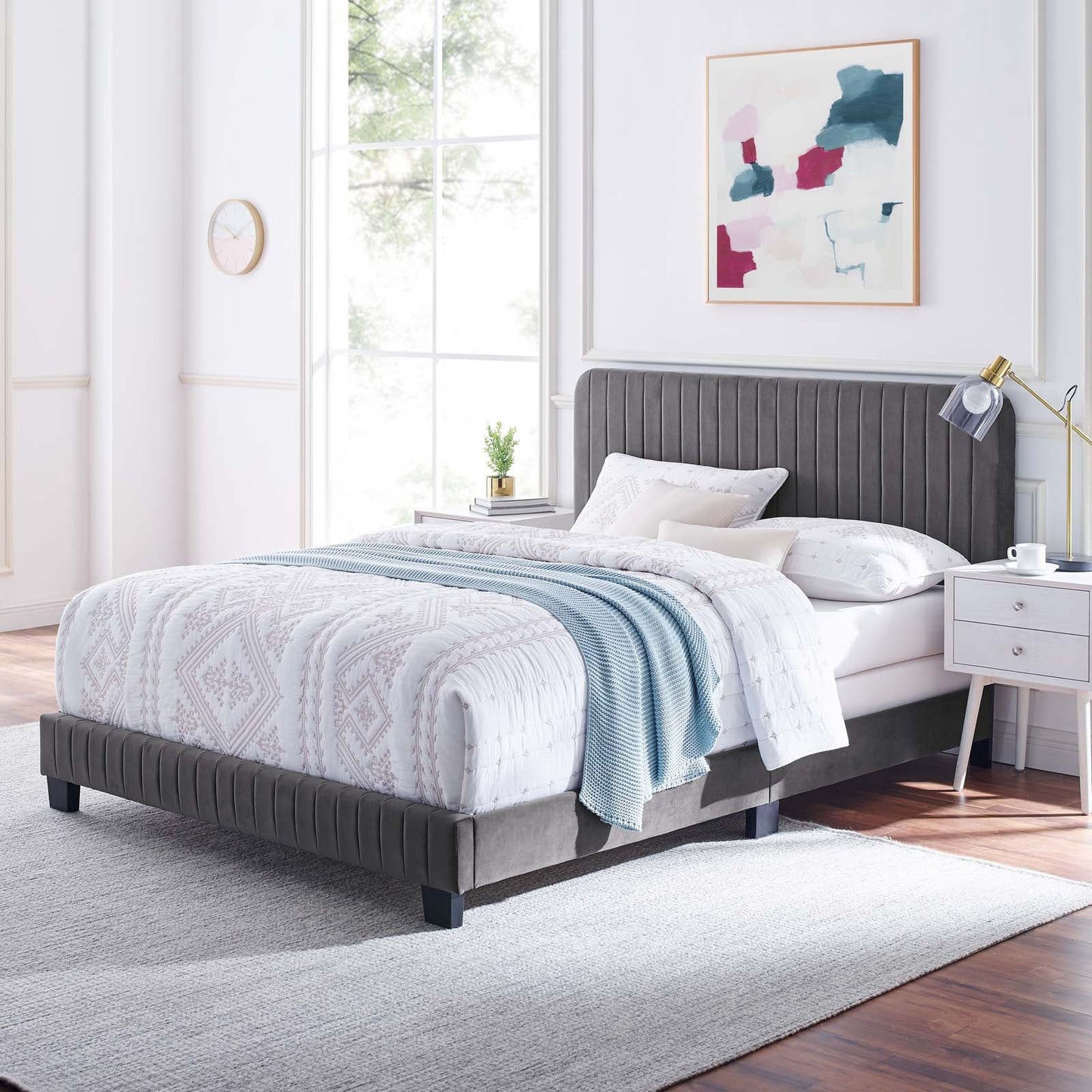 Celine Channel Tufted Performance Velvet Queen Bed by Modway