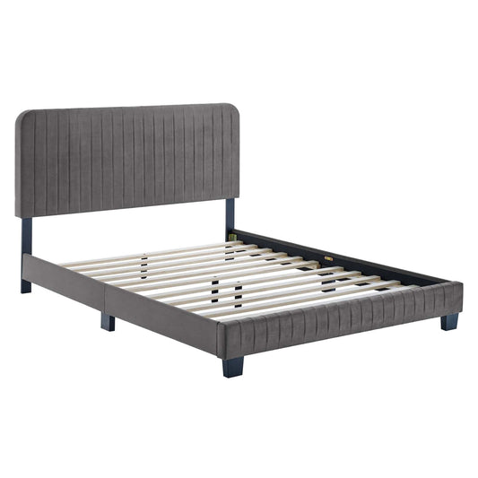 Celine Channel Tufted Performance Velvet Queen Platform Bed by Modway