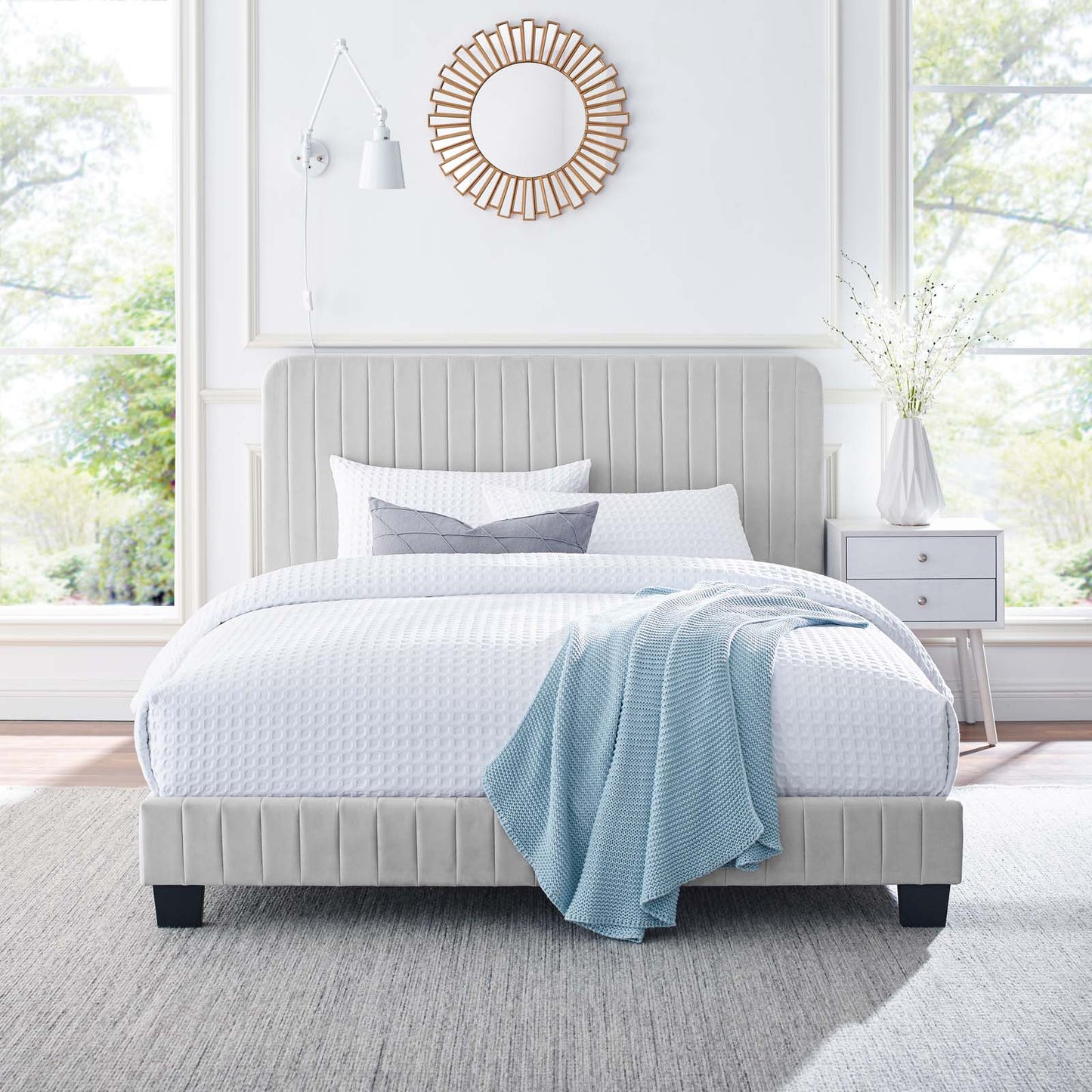 Celine Channel Tufted Performance Velvet Queen Platform Bed by Modway