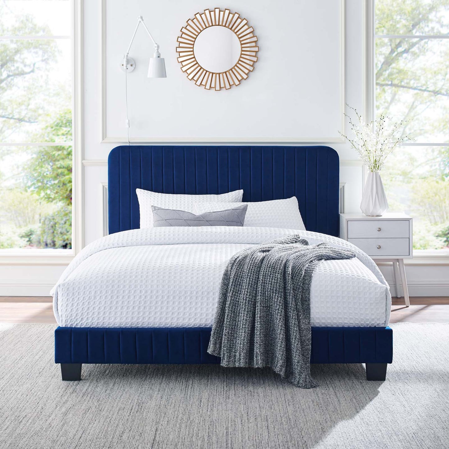 Celine Channel Tufted Performance Velvet Twin Platform Bed by Modway