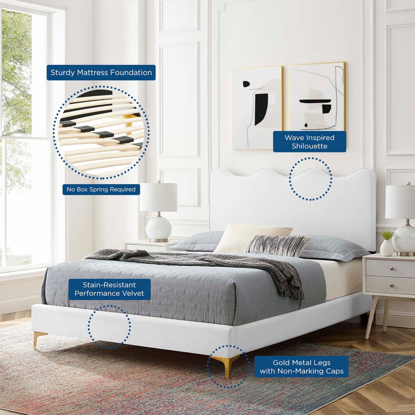 Current Performance Velvet Twin Platform Bed by Modway