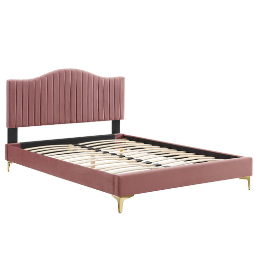 Juniper Channel Tufted Performance Velvet Queen Platform Bed by Modway