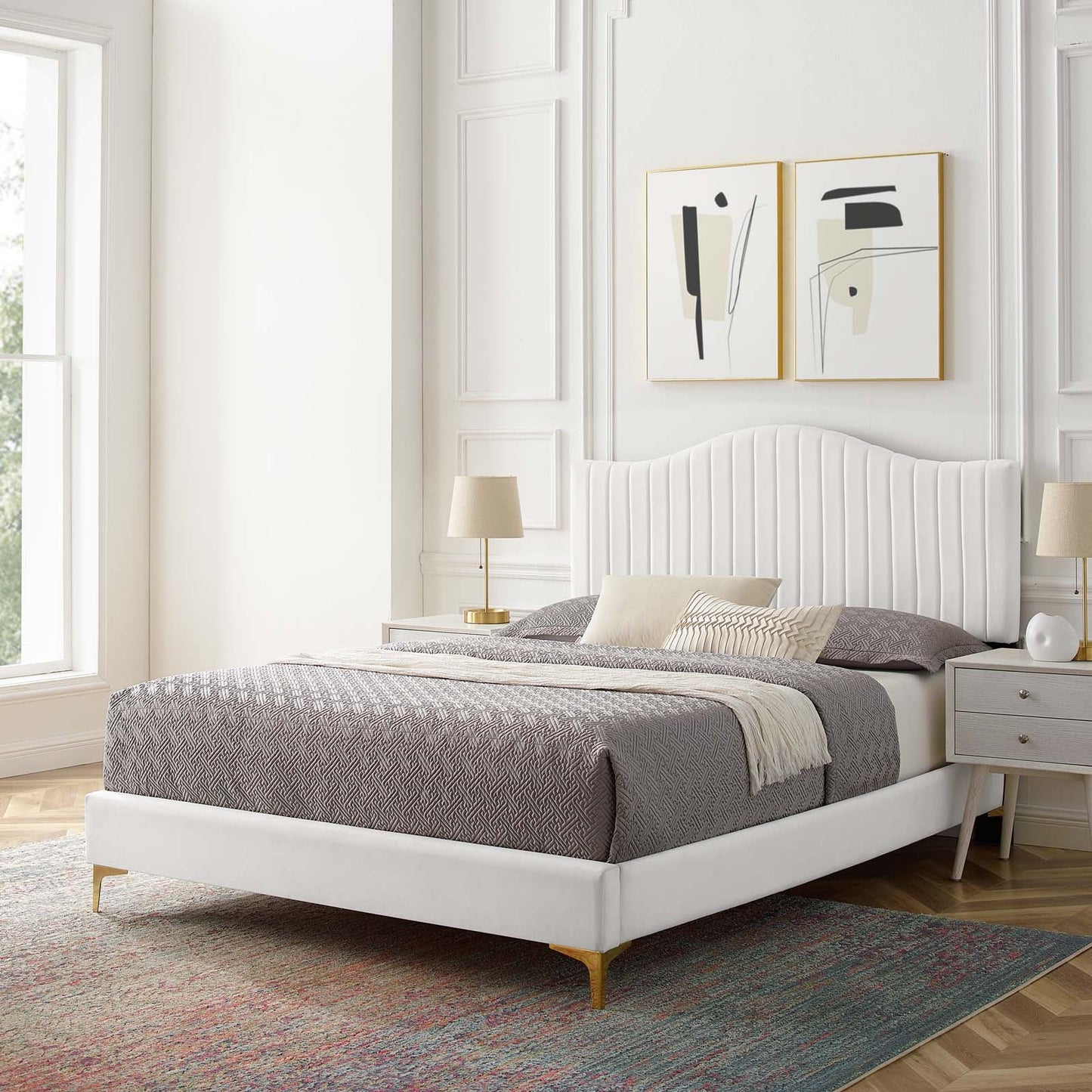 Juniper Channel Tufted Performance Velvet King Platform Bed by Modway