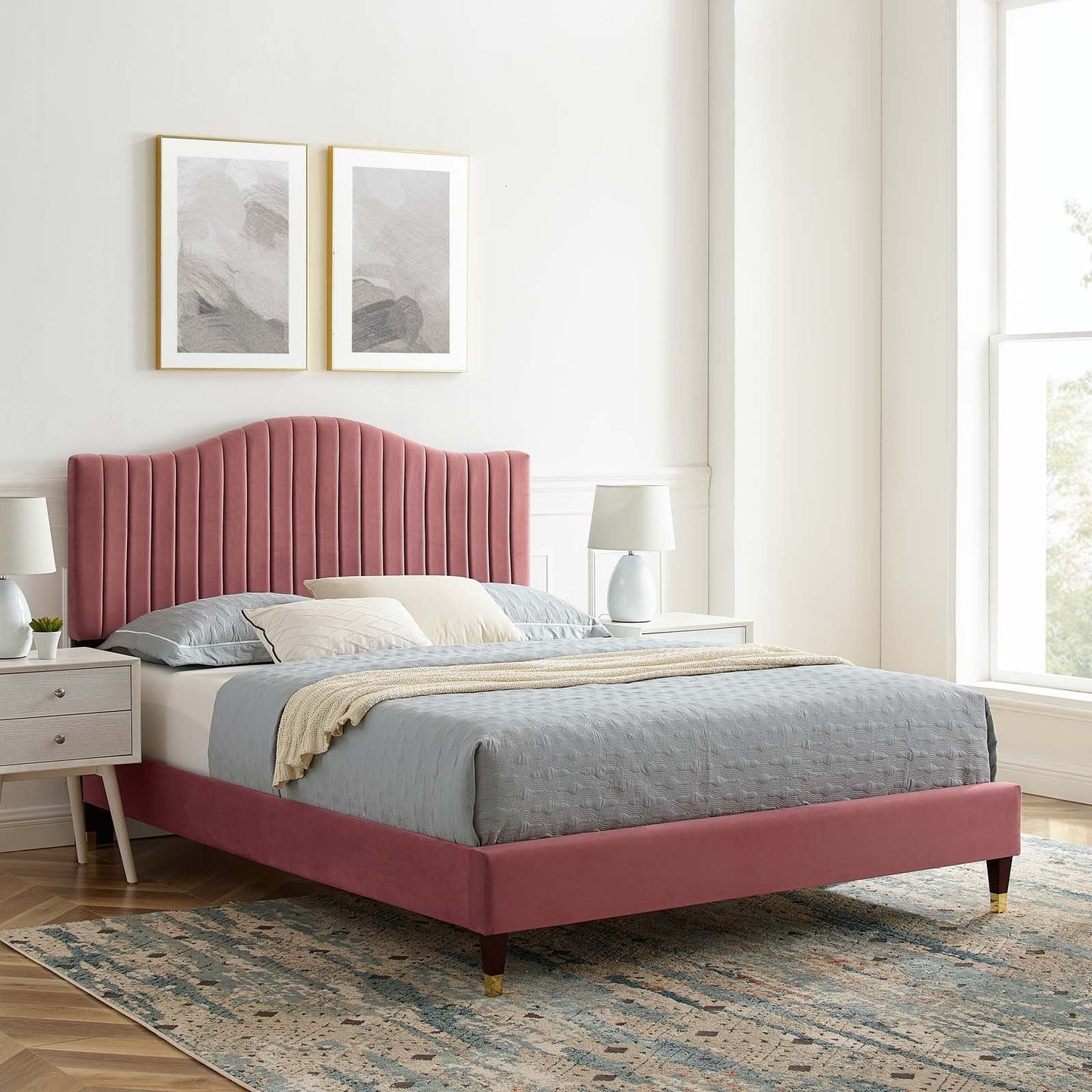 Juniper Channel Tufted Performance Velvet King Platform Bed by Modway