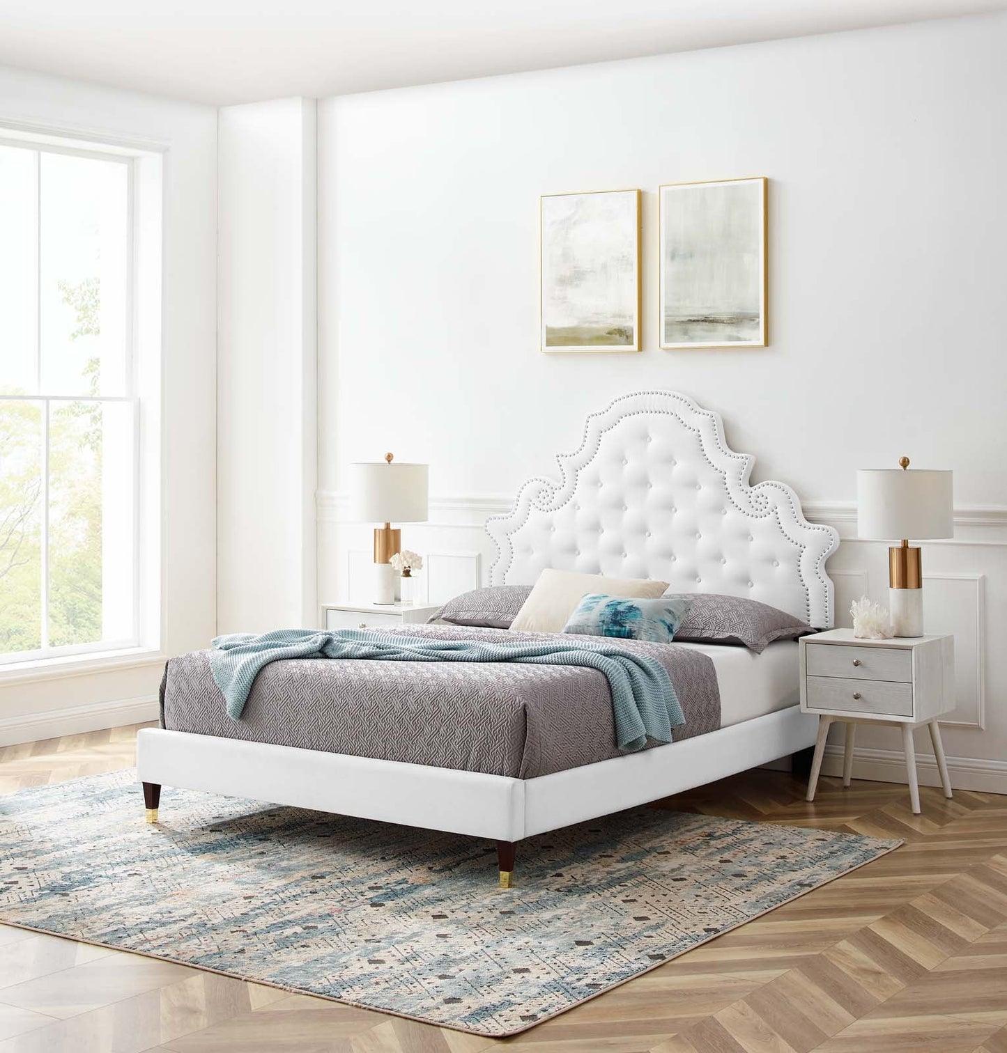 Gwyneth Tufted Performance Velvet Queen Platform Bed by Modway