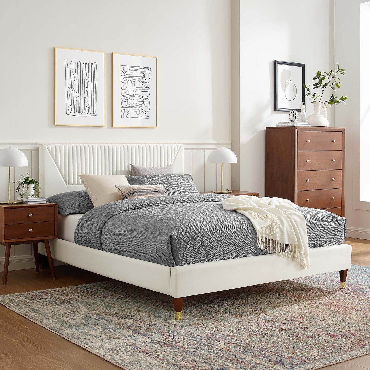 Yasmine Channel Tufted Performance Velvet Twin Pla