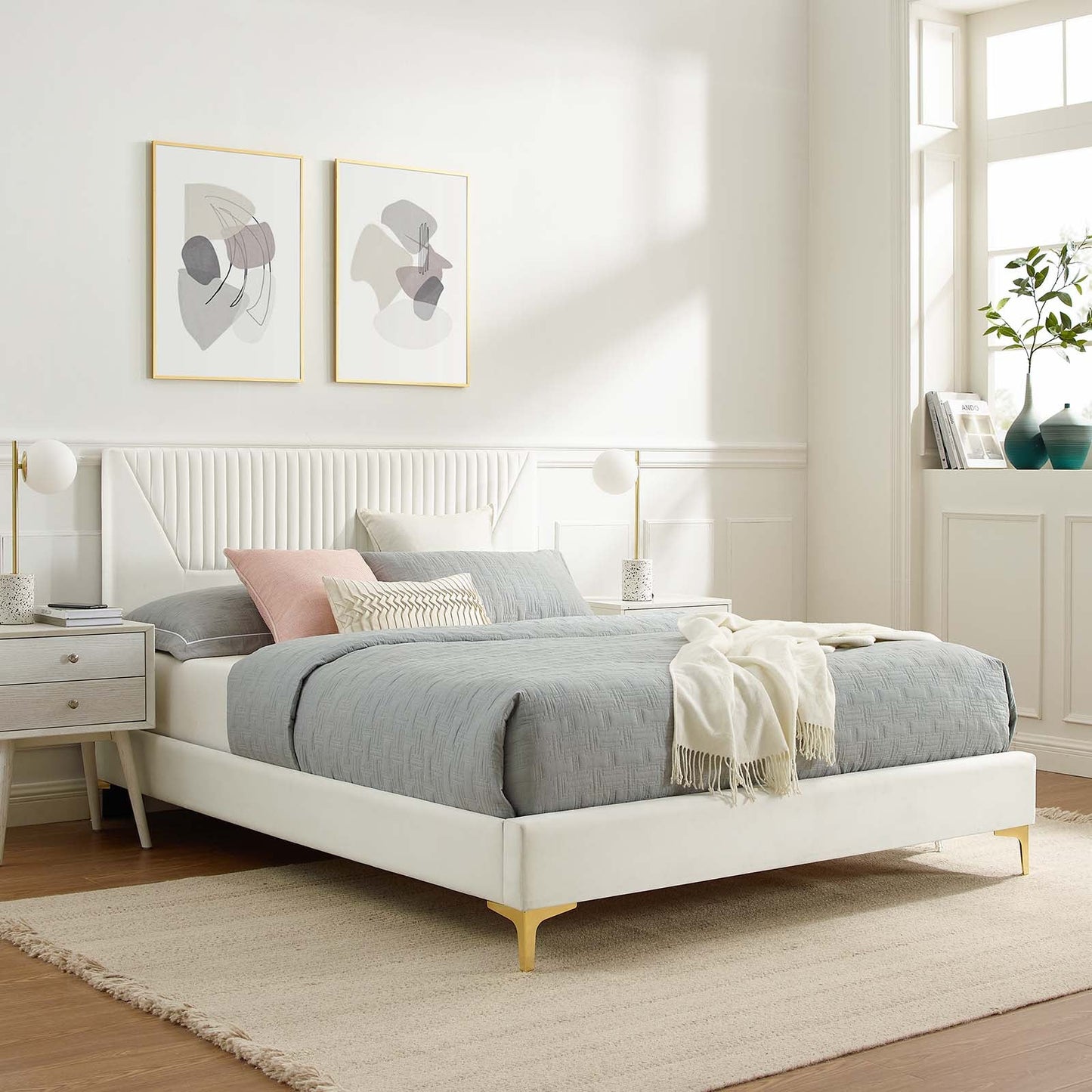 Yasmine Channel Tufted Performance Velvet Full Platform Bed by Modway