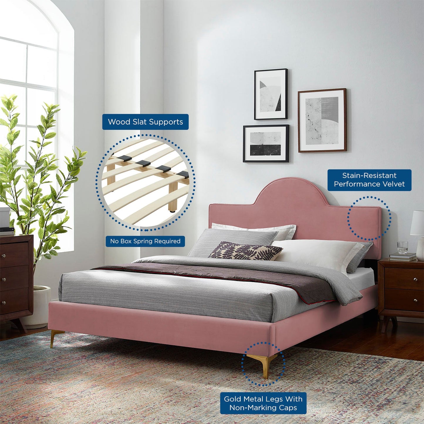 Sunny Performance Velvet Twin Bed by Modway