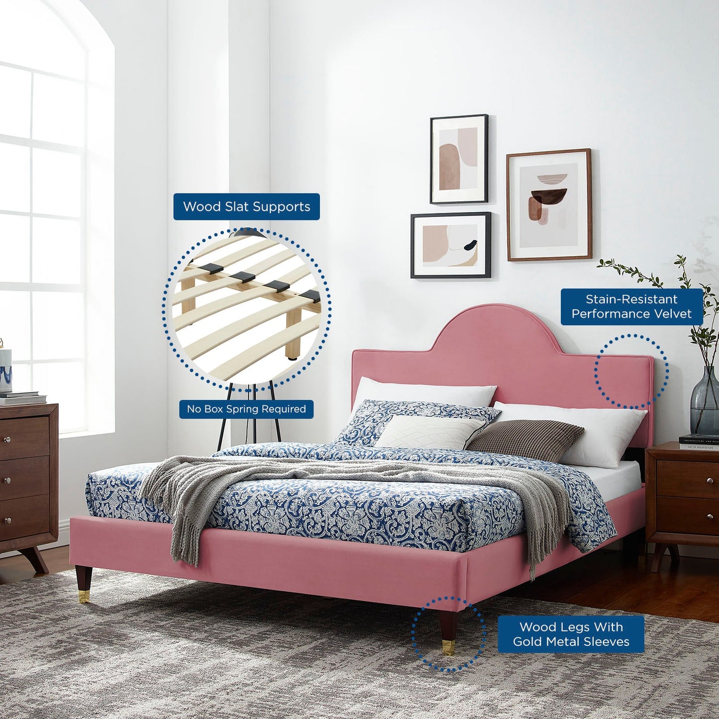 Aurora Performance Velvet King Bed by Modway