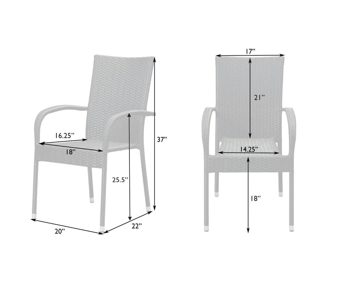 Morgan Outdoor Wicker Stacking Chairs - Mocha - Set of 4