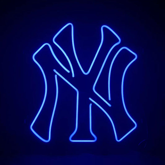 New York Yankees Baseball Neon Sign - 17"x14" Glass Tube with Metal Grid Backing