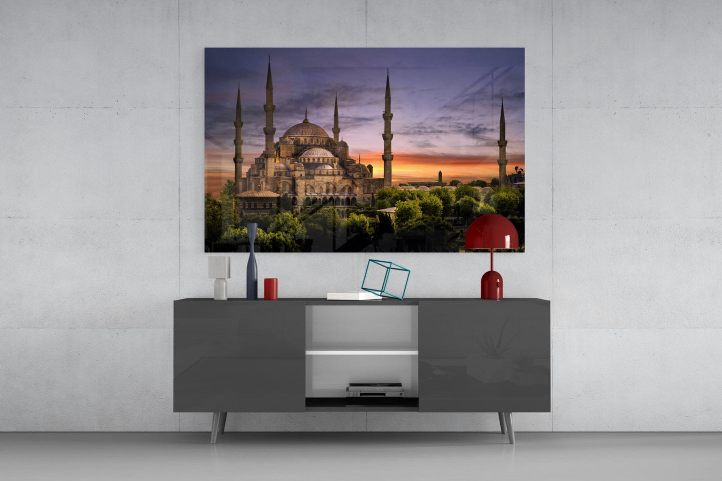 Blue Mosque Glass Wall Art