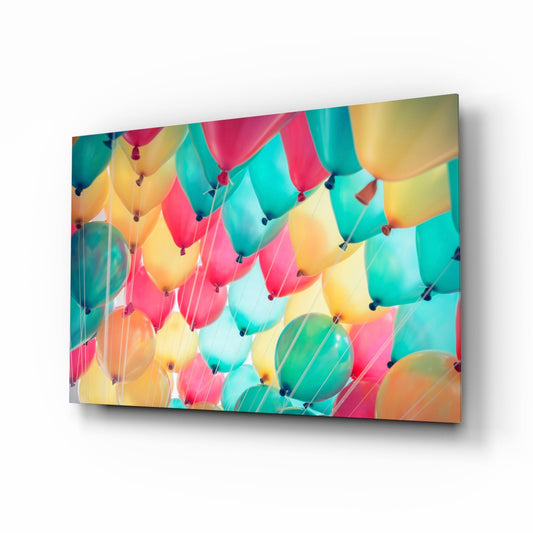 Balloons Glass Wall Art