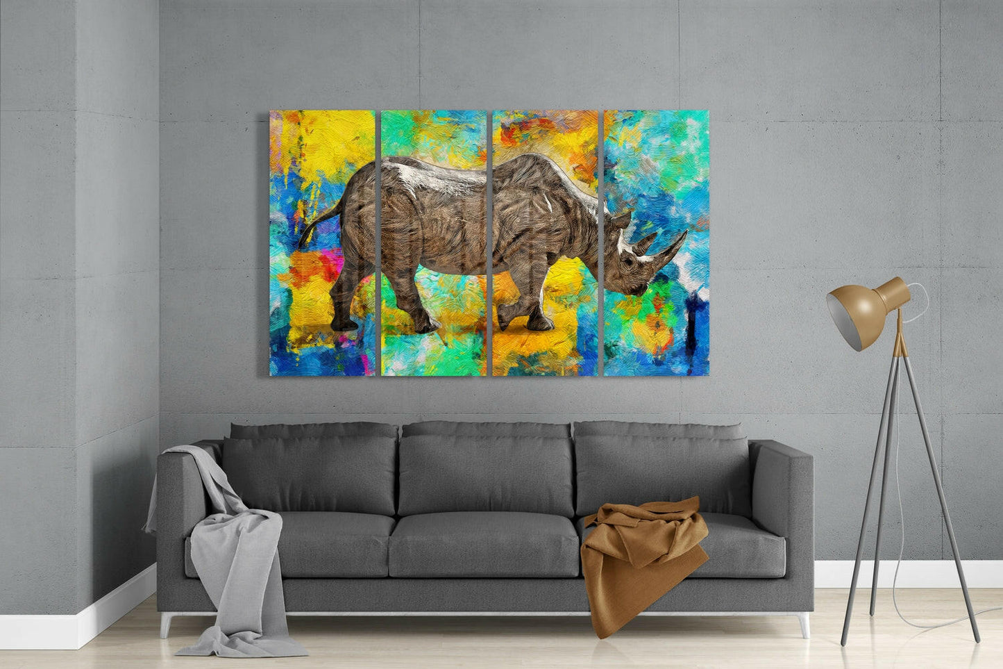 Rhino 4 Pieces Mega Glass Wall Art (59"x36")