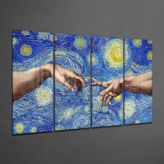 The Creation 4 Pieces Mega Glass Wall Art (59"x36")
