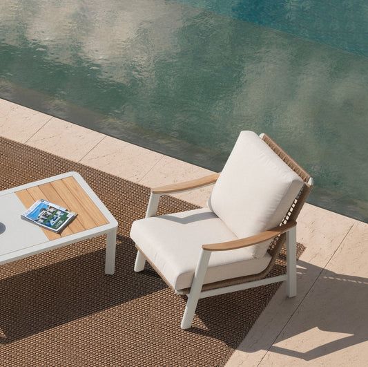 Riesling 4-Piece Wicker And Teak Living Room Set