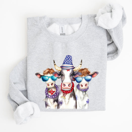 Patriotic Cows Hippie Funny 4th Of July Celebrations Edition Vintage Collectible Sweatshirt