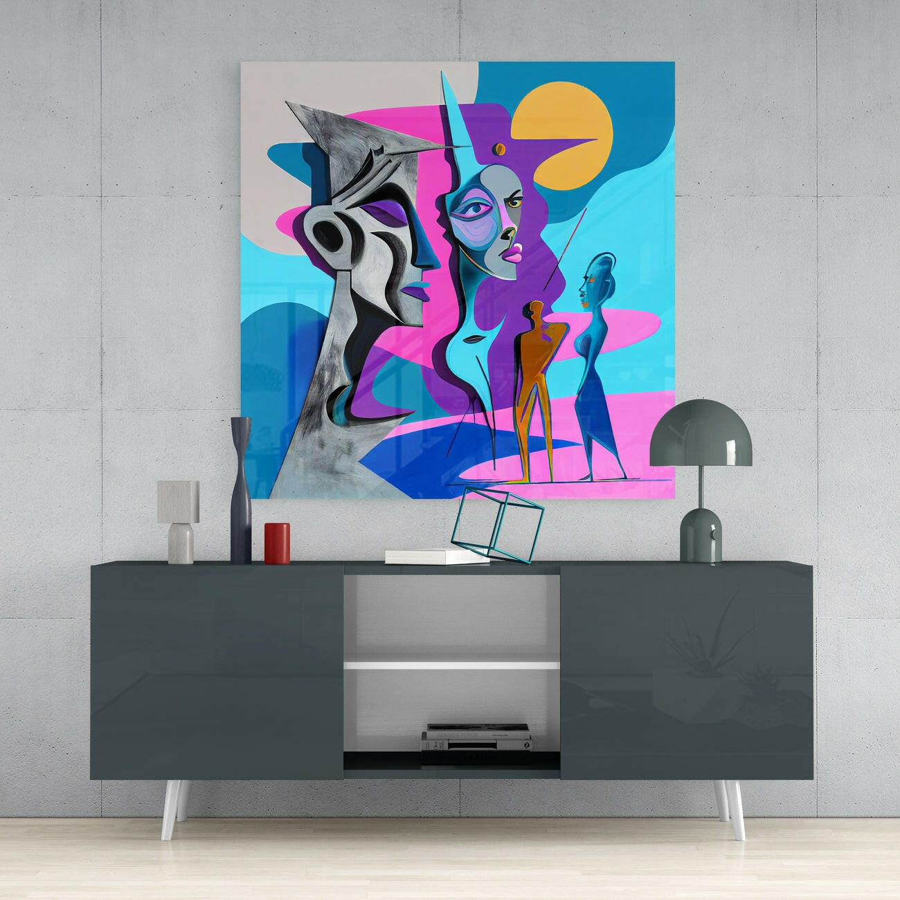 Picasso's Mind Glass Wall Art || Designer Collection